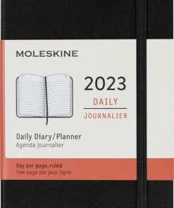 Beste Verkoop 👍 Moleskine 12 Maanden Agenda - 2023 - Dagelijks - Pocket - Harde Kaft - Zwart 🔥