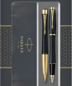 Beste Verkoop 🎁 Parker Urban Duo Geschenkset Met Balpen En Vulpen | Zacht Zwart Met Gouden Trim | Blauwe Inktvulling En Inktpatroon | Geschenkverpakking 😍 -A-journal shop 519x840 1