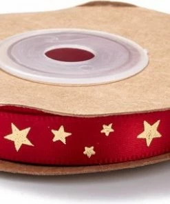 Beste Verkoop 👏 Merkloos Kerst Lint 10mm (1cm) | Luxe Satijnlint | Kerstlint | Gouden Sterren | Rood Goud | Cadeaulint | Decoratielint | Rol: 9 Meter ❤️ -A-journal shop 550x306 2