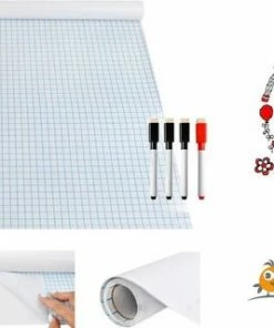 Flash-uitverkoop ✨ Merkloos Whiteboard Folie XL Zelfklevend Met 4 Whiteboardmarkers - Whiteboard Sticker - Whiteboardsticker - Whiteboardfolie - Schoolbord Folie - Memobord Folie - 200 X 45 CM 🥰