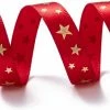 Beste Verkoop 👏 Merkloos Kerst Lint 10mm (1cm) | Luxe Satijnlint | Kerstlint | Gouden Sterren | Rood Goud | Cadeaulint | Decoratielint | Rol: 9 Meter ❤️