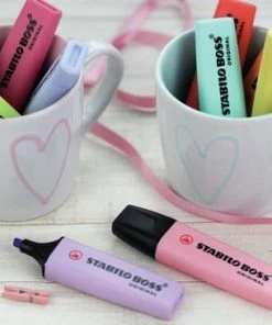 Beste deal 👍 STABILO BOSS ORIGINAL Pastel - Markeerstift - Markeren Met Pastelkleuren - Etui Met 4 Kleuren ✔️ -A-journal shop 550x366 1