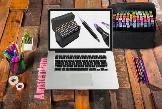 Gloednieuw 🌟 Discountershop Dubbelzijdige Markering 80 St Twinmarkers XXL-set - Stift Met 80 St Twin Tip Markeerstift Dual Tip Permanente Sketch Marker 80 Kleuren Voor Kunstenaars Volwassenen Kinderen Tekenen Schilderen Ambachten Hoeveelheid 80 Stuks ✨ 9 Gloednieuw 🌟 Discountershop Dubbelzijdige Markering 80 St Twinmarkers XXL-set - Stift Met 80 St Twin Tip Markeerstift Dual Tip Permanente Sketch Marker 80 Kleuren Voor Kunstenaars Volwassenen Kinderen Tekenen Schilderen Ambachten Hoeveelheid 80 Stuks ✨ - Afbeelding 7