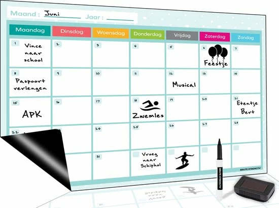Gloednieuw π Brute Strength - Magnetisch Weekplanner Whiteboard (5) - A3 - Planbord - Familieplanner - Gezinsplanner - To Do Planner π 3 Gloednieuw π Brute Strength - Magnetisch Weekplanner Whiteboard (5) - A3 - Planbord - Familieplanner - Gezinsplanner - To Do Planner π