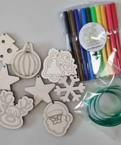 Flash-uitverkoop 😀 Lbm Kerst - Kleursetje - 8 Hangers - Kerstboom Versiering - Kerstmis Decoratie - Zelf Inkleuren - Kinderen - Knutselen Kerstmis - Knutselsetje - Knutsel Pakketje - DIY ✨