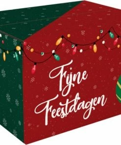 Uitgang 🎉 Merkloos Kerstpakket Doos - Verpakking - Leeg - Karton - Fijne Feestdagen - 450x350x230mm - 10 Stuks 🧨