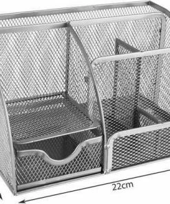 Kopen 🌟 Livettti.NL Livetti® Bureau Organizer Pennenbakje Penhouder 21,5x14x12,5 Cm -Grijs 😉 -A-journal shop 550x420 1