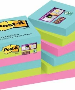 Nieuw 😍 Post-it® Super Sticky Notes - Kleurenset Miami, Aquawave, Neon Groen, Neon Rose - 47,6mm X 47,6mm 👏