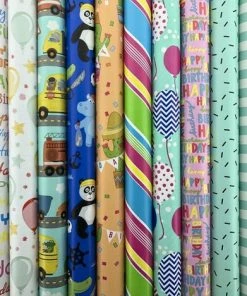 Kopen 🛒 Benza Assortiment Luxe Cadeaupapier Inpakpapier Voor Kinderen CH1 - 70 Cm X 2 Meter Per Rol - 5 Rollen 👍
