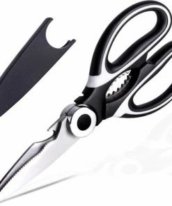 Gloednieuw 🥰 Merkloos Multifunctionele RVS Keukenschaar - Notenkraker - Flessenopener - Fileermes - Huishoudschaar - Linkshandig En Rechtshandig - Vaatwasserbestendig - Voor O.a. Kip/Vlees/Noten/Gevogelte/Papier/Plastic/Groente - Inclusief Beschermhoes 💯