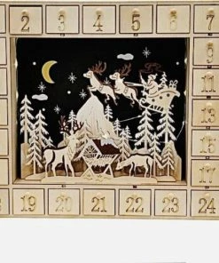 Coupon 🔥 Merkloos By Cactula Houten Adventkalender Met Verlichting Gevuld Met Chocolaatjes 💯