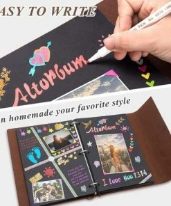 Nieuw 😍 Merkloos Ringband Fotoalbum Plakalbum Diy Vintage Scrapbook Album Kopen Leer Inclusief Accessoires Plakboek ✨ -A-journal shop 550x529 1