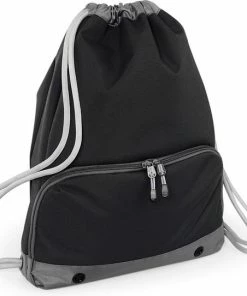 Beste Pirce ❤️ Merkloos Sport Gymtas Zwart Met Rijgkoord 49 X 35 Cm Van Polyester - Groot Hoofdvak - Apart Schoenenvak En Flessenhouder 🔥