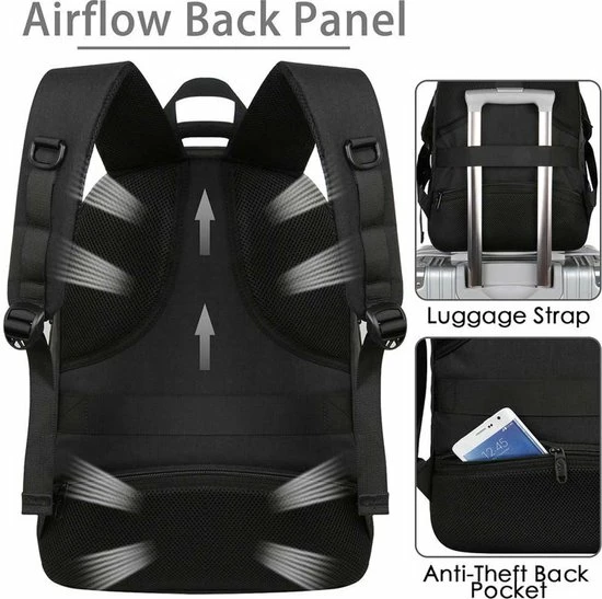 Begroting 𧨠Matein Rugzak - 36 Liter - Zwart - Met Laptopvak - Waterafstotend - USB-oplaadpoort π 4 Begroting 𧨠Matein Rugzak - 36 Liter - Zwart - Met Laptopvak - Waterafstotend - USB-oplaadpoort π - Afbeelding 2