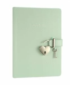 Flash-uitverkoop ๐งจ Victoria's Journals - Dagboek Met Slot En Sleutel - Hush-Hush My Secret Diary W/ Heart Lock - Premium Vegan Leer Dagboek - Hardcover - 320 Pagina's Premium Papier - 13 X 18 Cm (Pastel Groen) ๐