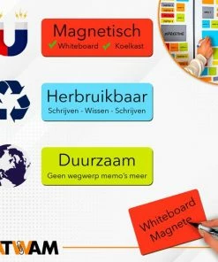 Aanbiedingen 🧨 ATWAM Scrum Magneten - 60 Stuks - Voor Whiteboard, Magneetbord, Memobord Of Magnetisch Tekenbord – Herschrijfbare Magneten Op Koelkast - Post It Notes – Kanban - 15 Cm Breed X 2,5 Cm Lang - 6 Kleuren 👏 -A-journal shop 550x550 427