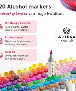 Nieuw ๐ ARTECO® 120 Alcohol Dual Tip Markers – Breed & Brush Tip – Twinmarkers Markeerstiften Met Opbergtas ๐ 18 Nieuw ๐ ARTECO® 120 Alcohol Dual Tip Markers – Breed & Brush Tip – Twinmarkers Markeerstiften Met Opbergtas ๐ -A-journal shop 550x550 509