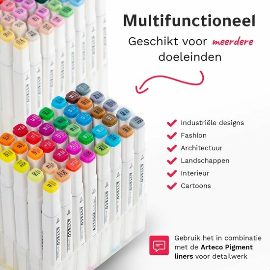 Nieuw ๐ ARTECO® 120 Alcohol Dual Tip Markers – Breed & Brush Tip – Twinmarkers Markeerstiften Met Opbergtas ๐ 12 Nieuw ๐ ARTECO® 120 Alcohol Dual Tip Markers – Breed & Brush Tip – Twinmarkers Markeerstiften Met Opbergtas ๐ - Afbeelding 10