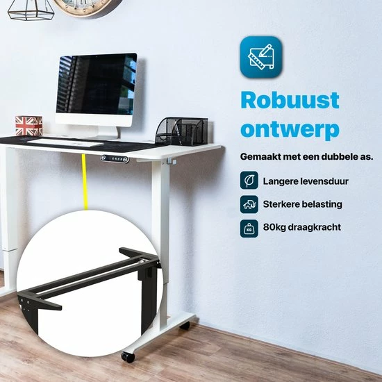 Korting 🎁 Tavaro Elektrisch Verstelbaar Bureau - Zit Sta Bureau - 120 X 60 CM - Wit - Nederlandse Handleiding - Game Bureau ⌛ 5 Korting 🎁 Tavaro Elektrisch Verstelbaar Bureau - Zit Sta Bureau - 120 X 60 CM - Wit - Nederlandse Handleiding - Game Bureau ⌛ - Afbeelding 3