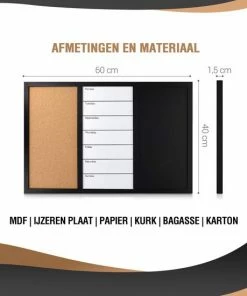 Coupon 🎁 HMerch 3-in-1 Weekplanner Magneetbord En Prikbord - Whiteboard En Krijtbord Voor Gezin / Familie - Familieplanner 2023 - To Do Planner Memobord - Maandplanner - Voor Volwassenen En Kinderen 🧨 -A-journal shop 550x550 823