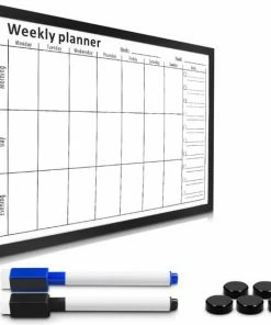 Kopen 🎉 Merkloos Weekly Planner - Weekplanner - Whiteboard - 60 X 40 Cm - Met 2 Stiften En 5 Magneten 👍