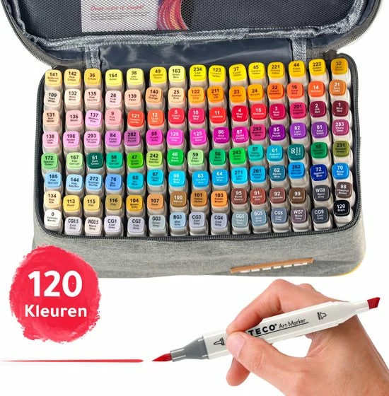 Nieuw ๐ ARTECO® 120 Alcohol Dual Tip Markers – Breed & Brush Tip – Twinmarkers Markeerstiften Met Opbergtas ๐ 3 Nieuw ๐ ARTECO® 120 Alcohol Dual Tip Markers – Breed & Brush Tip – Twinmarkers Markeerstiften Met Opbergtas ๐