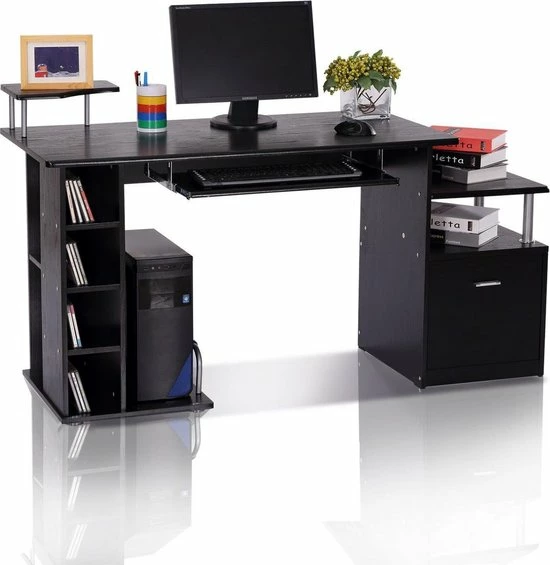 Groothandel 🌟 Merkloos Bureau - Schrijftafel - Computerbureau - Bureautafel - Opslagruimte - 152 X 60 X 88cm - Zwart 🤩 3 Groothandel 🌟 Merkloos Bureau - Schrijftafel - Computerbureau - Bureautafel - Opslagruimte - 152 X 60 X 88cm - Zwart 🤩