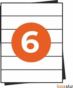 Coupon 😍 Boxstuff A4 Stickervellen - Ordner Etiketten Stickers - Geschikt Inktjet En Laser Printers - 6 Per Vel - 210x49,4MM 🎁