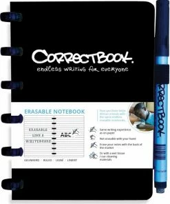 Flash-uitverkoop 🎁 Whiteboard Notitieblok / Schrift - Correctbook - A6 - Gelijnd - Zwart 👍 -A-journal shop 550x666