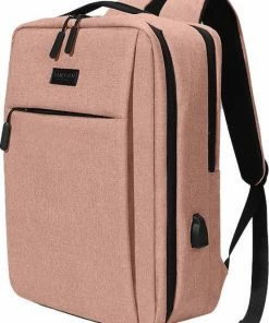 Korting ❤️ ZILOU® Rugzak - 15,6 Inch Laptop Rugtas - USB Poort - Waterafstotend - Roze 🎉