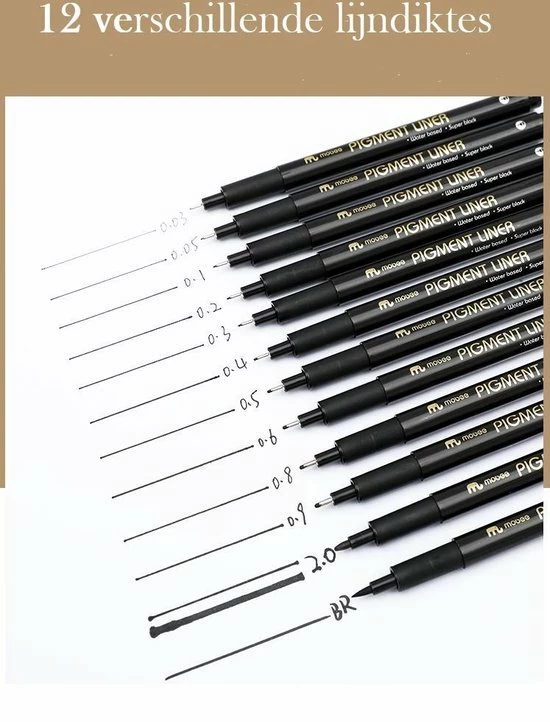 Groothandel π MOBEE-Fineliners-Zwart-11 Stuks + 1 Brushpen-Vervanging Van Sakura-Watervast-Pigment Liner-Super Inkt-Tekenen-Schrijven-Handlettering-Schetsen-Kalligrafie β 4 Groothandel π MOBEE-Fineliners-Zwart-11 Stuks + 1 Brushpen-Vervanging Van Sakura-Watervast-Pigment Liner-Super Inkt-Tekenen-Schrijven-Handlettering-Schetsen-Kalligrafie β - Afbeelding 2