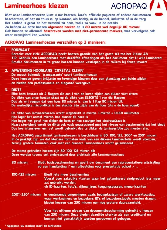Goedkoop π ACROPAQ Lamineerhoezen A4, 100 Micron, 100 Stuks π 4 Goedkoop π ACROPAQ Lamineerhoezen A4, 100 Micron, 100 Stuks π - Afbeelding 2