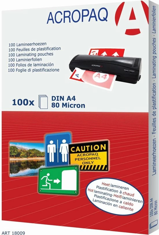 Beste Pirce π ACROPAQ Lamineerhoezen A4, 80 Micron, 100 Stuks π 3 Beste Pirce π ACROPAQ Lamineerhoezen A4, 80 Micron, 100 Stuks π